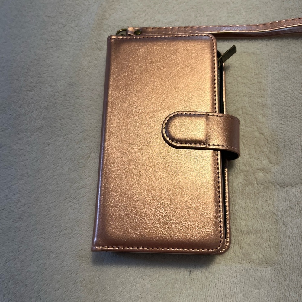 ✨ Rose Gold Wallet Phone Case Wristlet Card Holder iPhone 13 Pro case